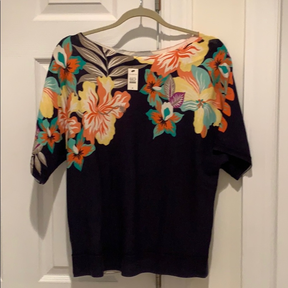 Talbots Floral Print Lightweight Sweater